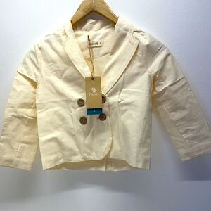 Pastel Double Brasted blazer with contras stitc cream kids girls New